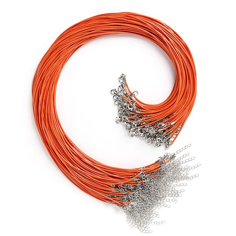 

LanLi 50pcs/100pcs Fashion golden yellow Wax Rope Chain Necklace Long Lobster Clasp DIY Jewelry Accessories