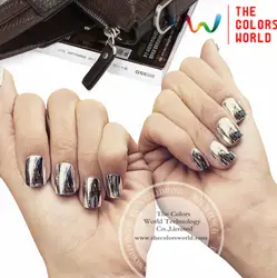 Tcwb175 серебро Цвет волшебное зеркало эффект пигмент Косметическая пудра или ногтей Книги по искусству ногтей лак для ногтей гелем или