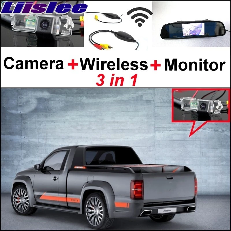 

Liislee 3 in1 Special Rear View Camera + Wireless Receiver + Mirror Monitor Back Parking System For Volkswagen VW Amarok Robust