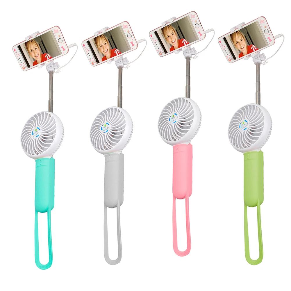 

Newest Outdoor Portable Handheld Mini Fan Selfie Stick Fan With Monopod Extendable Selfie Stick for Smartphones