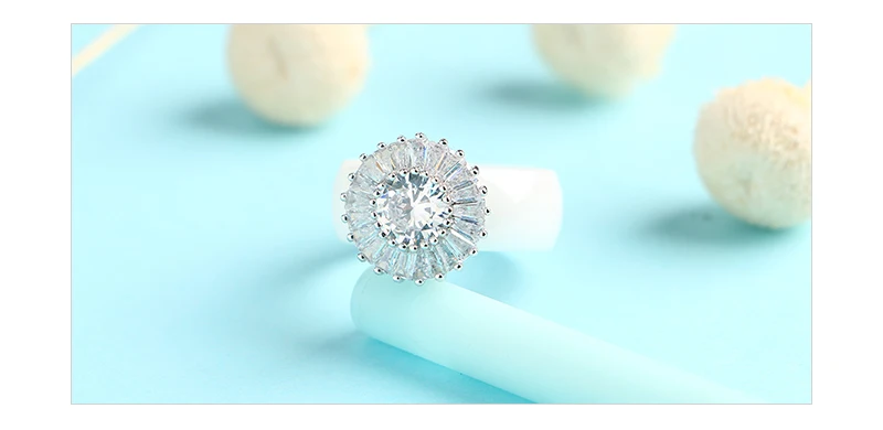 Стерлинговое Серебро S925, элегантное женское ослепительное цветочное кольцо, CZ Циркон, юбилейное кольцо, здоровые керамические кольца для свадьбы, помолвки