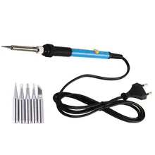 Регулируемая температура Электрический паяльник сварочная паяльная станция тепловой карандаш с 5 шт. наконечники ЕС вилка