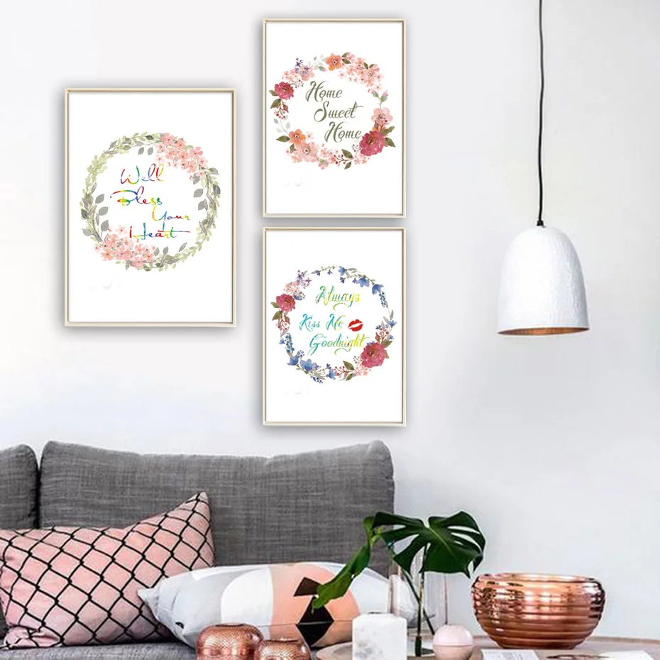 Beautiful-Flowers-Home-Sweet-Home-Quote-Canvas-Art-Print-Poster-Home-Decor-Living-Room-Wall-Picture (2)
