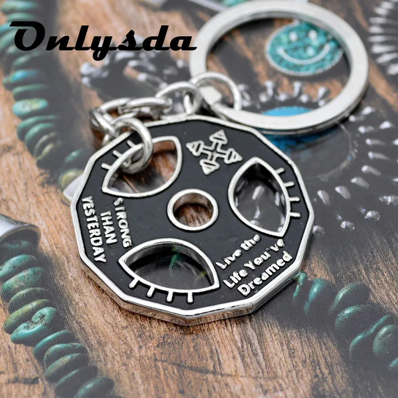 

KY001 creative dumbbell pendant keychains car alloy metal key chain bag crossfit keyring holder souvenir sport fashion jewerly