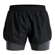 Мужские шорты для бега 2 в 1, спортивные короткие быстросохнущие тренировочные дышащие спортивные шорты для занятий спортом, бега, фитнеса, велоспорта