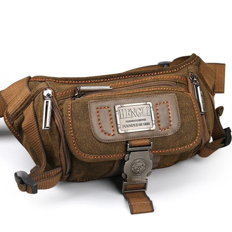 Ruil Ретро холщовая поясная сумка мужская мода мульти-функциональные карманы для отдыха дорожная сумка для телефона винтажная прогулочная