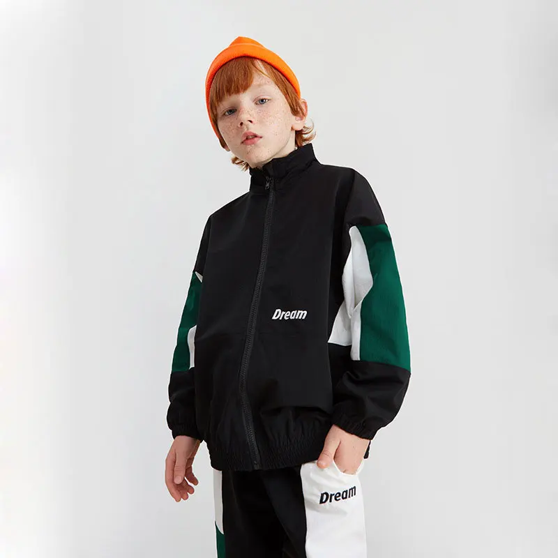 

Ouyang&Ivan 2019 Autumn New Sports Jacket Retro College Style Color Matching Letters Embroidery Student Coat Kid Thin Outwear