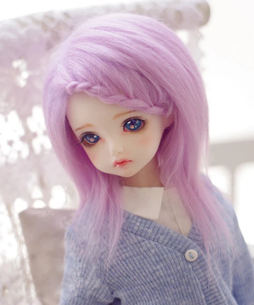 4/"-5/"12cm BJD fabric fur wig water pink For AE PukiFee Bjd 1//12Doll Antiskid wig
