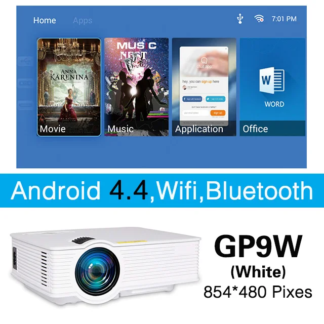 Poner Saund GP9 беспроводной мини-проектор светодиодный проектор Android проводной синхронизация дисплей домашний кинотеатр поддержка Full HD проектор HDMI wifi - Цвет: GP9W