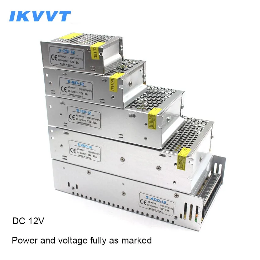 

IKVVT LED Driver LED Transformer DC 12v Power Supply 1.25A 5A 6.5A 8.5A 10A Switching AC 110V 220V to 12v for Led Strip Lights