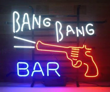 Custom Bang Bang Bar Glass Neon Light Sign Beer Bar