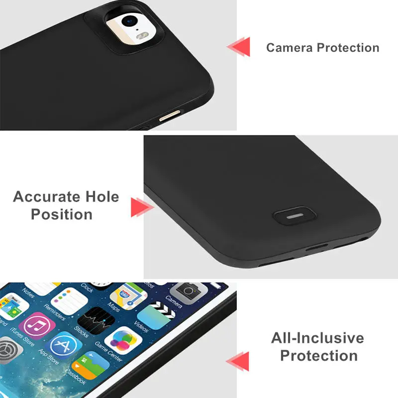 For iphone 5 Battery Case 4000 Mah Backup Cover Smart Charge Power Bank For iphone 5 5S SE Battery Case