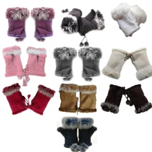 Популярные женские перчатки без пальцев женские замшевые варежки с кроличьим мехом Зимние теплые мягкие однотонные наручные перчатки на пуговицах 1 пара