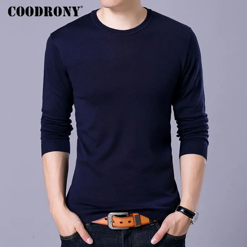 Najtaniej COODRONY marka sweter mężczyźni dzianina Pull Homme Streetwear klasyczny Casual O Neck sweter mężczyźni jesień zima wełniane swetry 91055