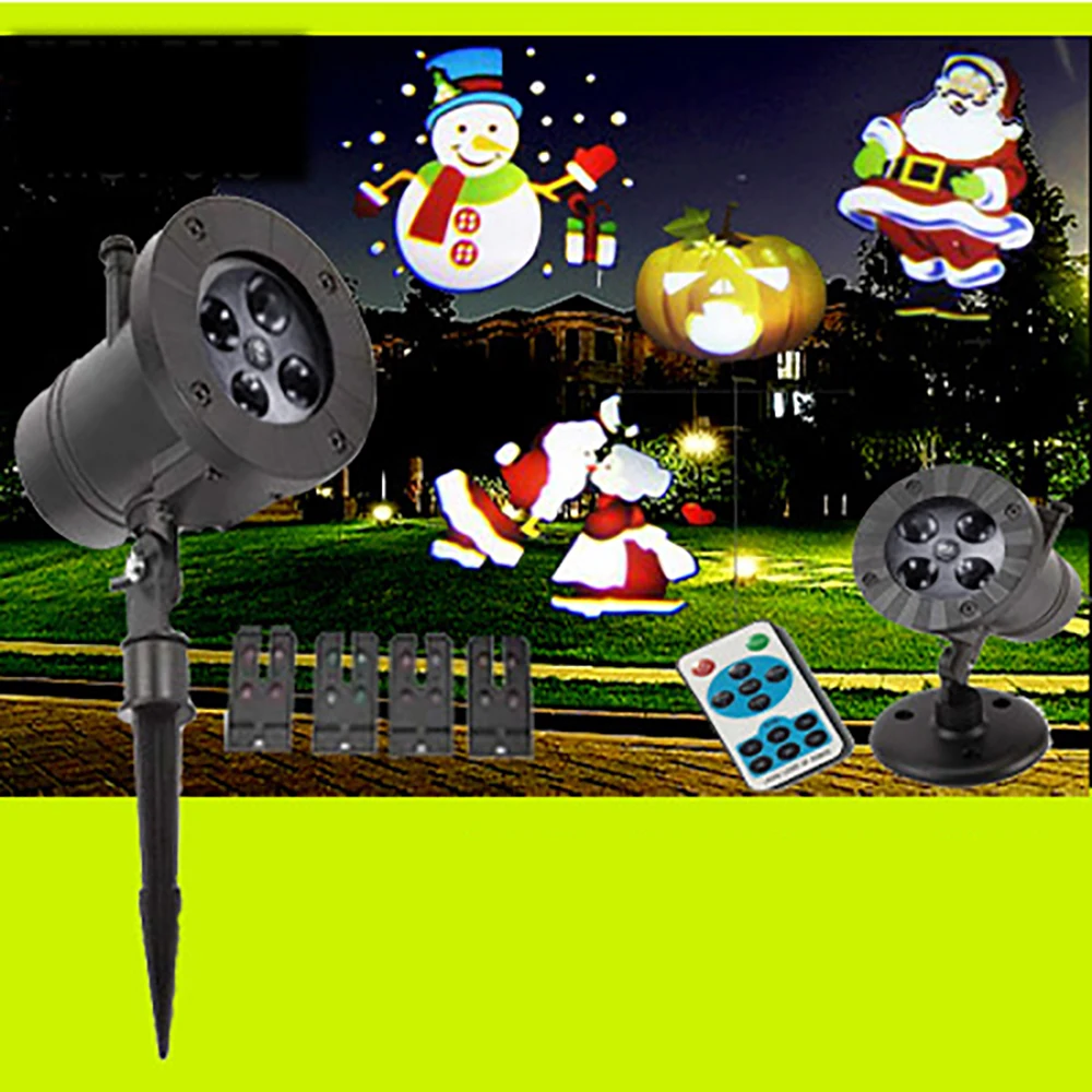 4 узора снег лазерный проектор лампа Снежинка светодиодный светильник для сцены Рождество год вечерние Хэллоуин проектор открытый светильник ing