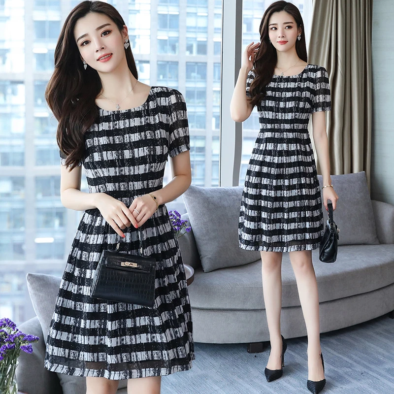 

2019 Spring Summer New Chiffon Sexy Mini Dress Bodycon Korean Dresses Elegant Women Party Vestidos Short Sleeve Vintage Dress