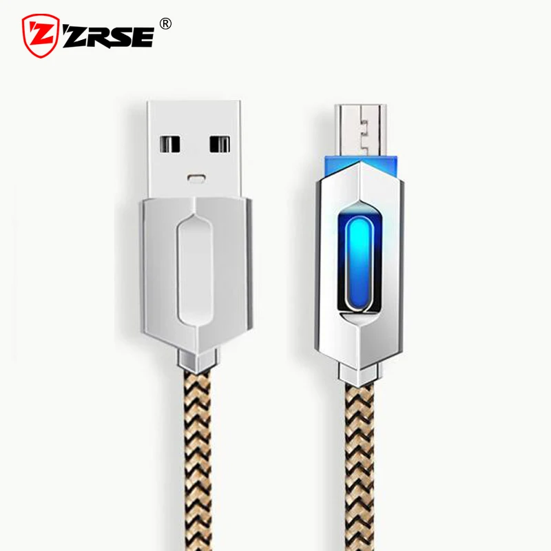 ZRSE светодиодный Micro USB кабель цинковый сплав нейлон быстро синхронизации для