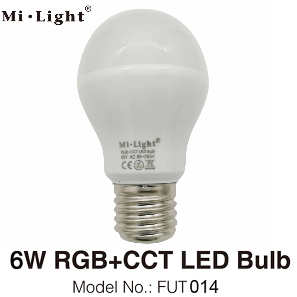 Светодиодный прожектор MiLight E27 6 Вт RGB + CCT FUT014 110 В 220 полноцветная смарт лампа с