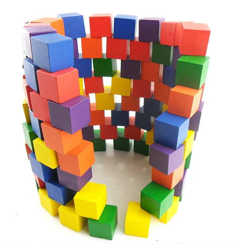 

CXZYKING Wood Cubic Brick Game 100PCS Piece 1cm DIY Blocks Set Toys Wooden Cubes Educational Toy For Baby Children