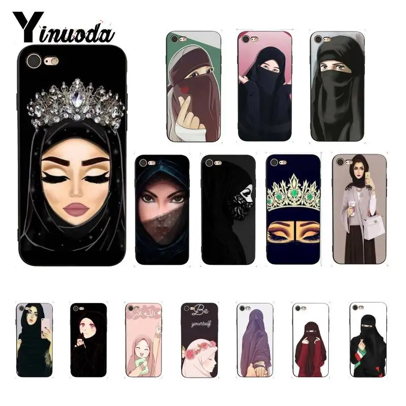 

Yinuoda Oriental Woman In Queen Face Muslim Islamic Gril Eyes Phone Case for iPhone X XS MAX 6 6s 7 7plus 8 8Plus 5 5S SE XR