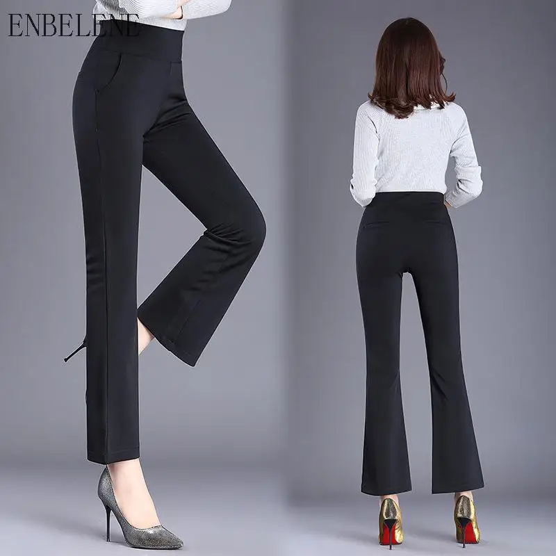 Spring Ladies Ankle Length Pants Female Slim High Waist Thin Flared ...