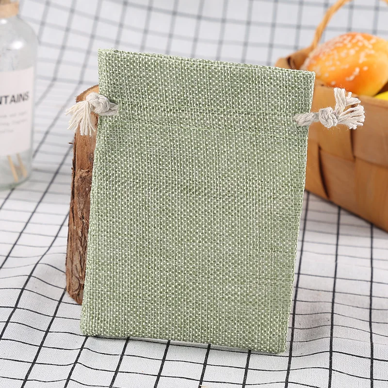 50PCS 10x14cm Vintage Natural Burlap Jute Gift Bags Christmas Candy Bags Wedding Favor Packaging Pouch Drawstring Jewelry Bags