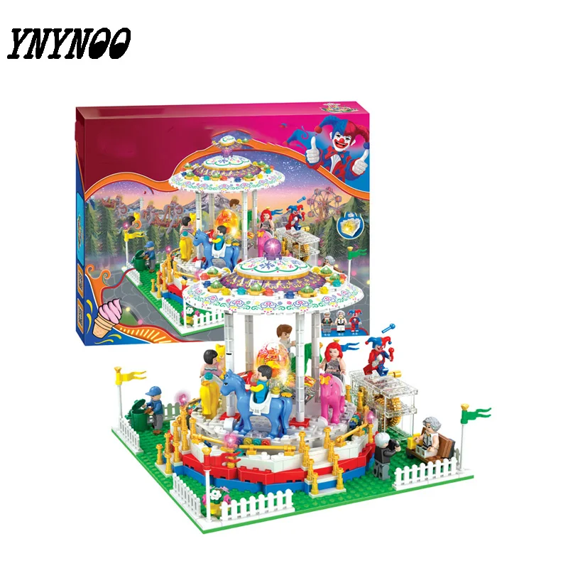 

(YNYNOO)City Series Girl Friends Modern Paradise Carousel With Lighting series Building Block Toys Compatible with