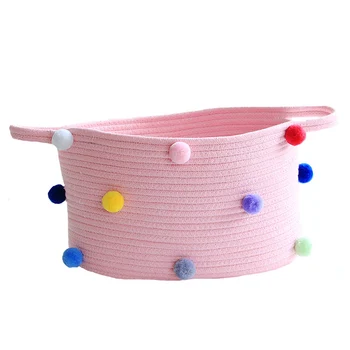 

Rope Storage Baskets with Handles Durable Laundry Nursery Weaving Organizer TB Sale