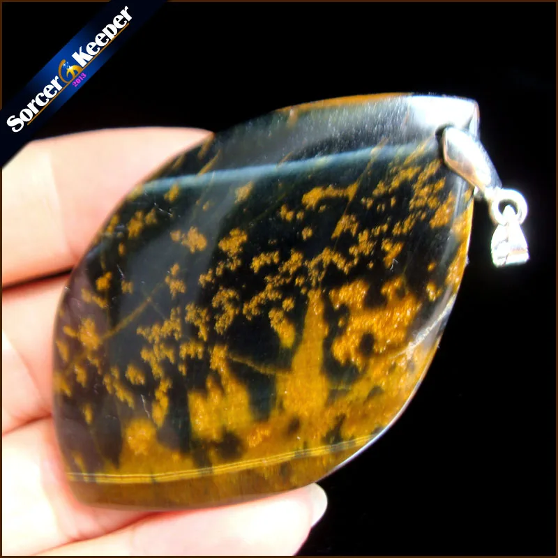

Natural Blue Tiger Eye Stone Pendants Charms Jewelry DIY Necklace Beads for Man / Leather Chain & Flannel Bags as a gift RS263
