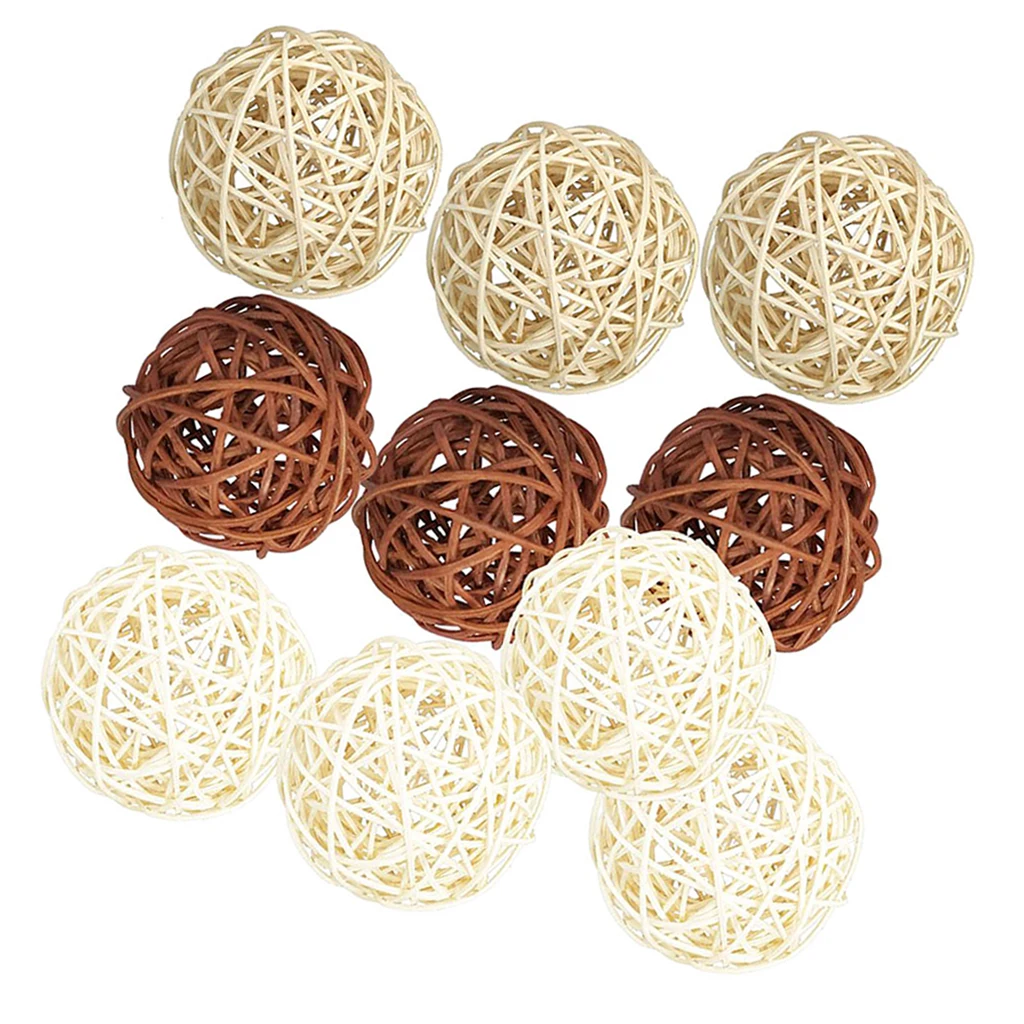 10pcs Mix Color Wicker Rattan Ball Table Wedding Ornament Vase Fillers 5CM