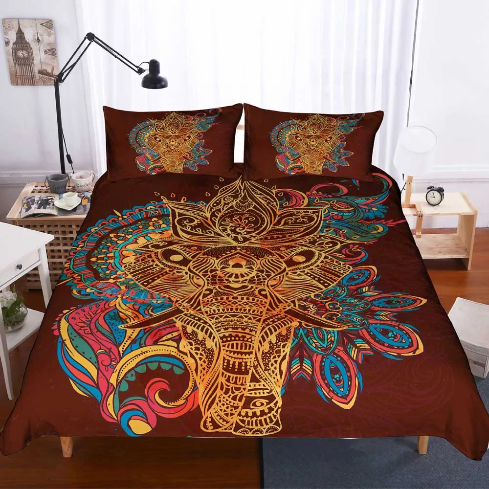 

style elephant pattern Bedding Duvet Cover Set Pillowcase Microfiber Soft Comforter Bedroom Single Queen King