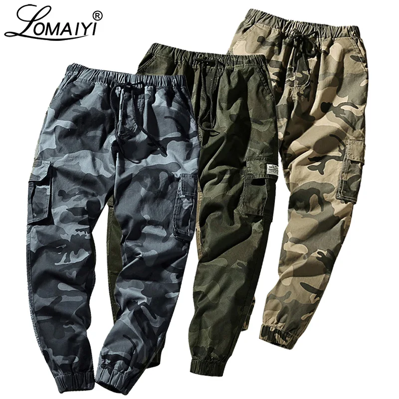 Goede LOMAIYI M 7XL Heren Joggers Broek Mannen Camouflage Cargo Broek Mannelijke Jogger 2019 Lente Camo Broek mannen Broek Met Zakken BM279