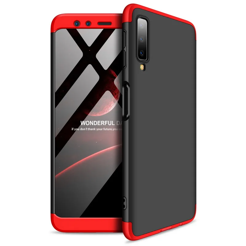 Модные 360 градусов гибридный жесткий пластиковый чехол для мобильного телефона для Samsung Galaxy S9 S8 плюс A7 A6 A8 J8 J4 J6 плюс A750 Note 8 9 крышка - Цвет: Black and red