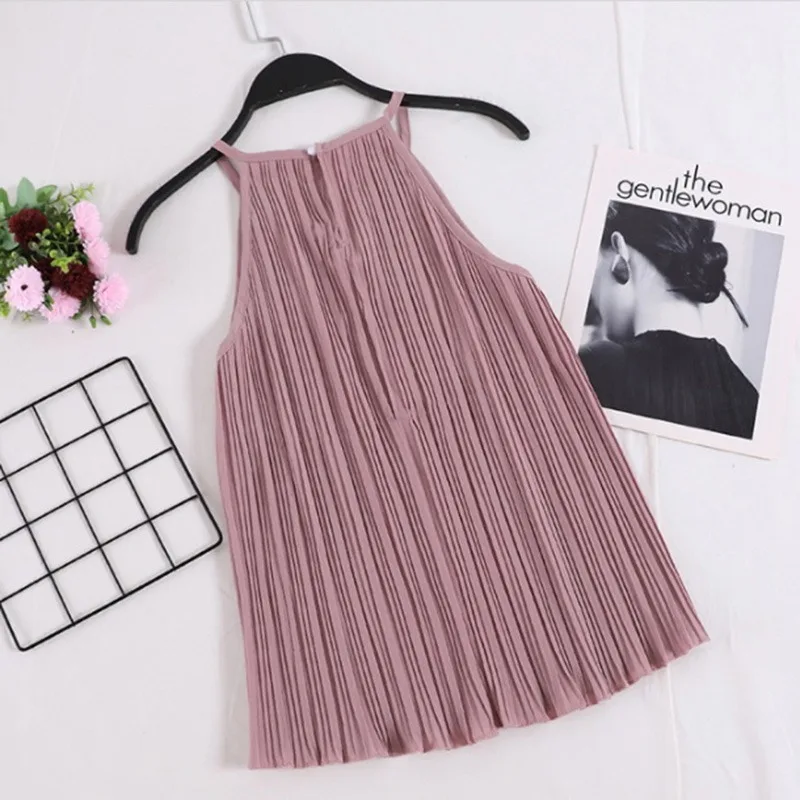 

Hot 2019 Women Summer Ladies Solid Sleeveless Halter shirt Sexy Camis Tops girls Loose Tee Camisole Female Ruched Vest Clothes