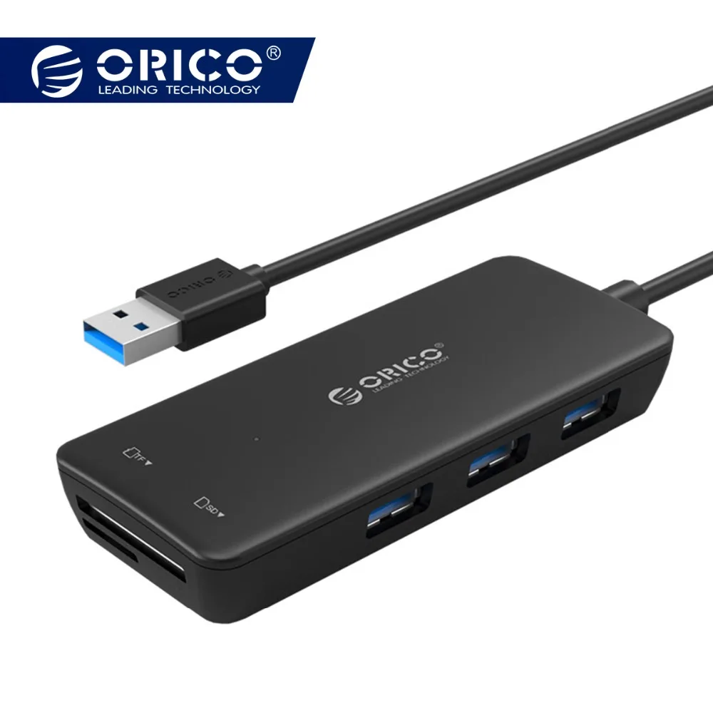 

ORICO 3 Port USB 3.0 HUB with SD/TF Card Reader Memory Card Reader Adapter Multifunction HUB - Black