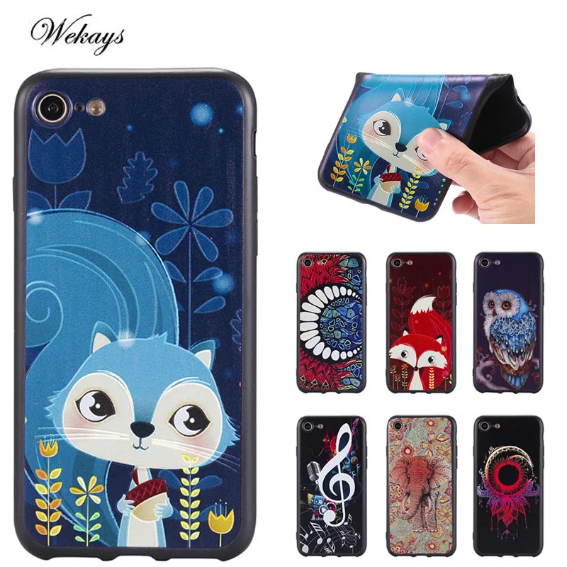 

Wekays Case sFor Coque Apple Iphone X 7 8 Plus 6 6s Plus 6plus 5 5s SE 3D Cute Cartoon Owl Soft TPU Silicone Fundas Cover Cases