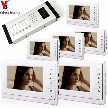 

YobangSecurity 6 Unit Apartment Wired Video Door Phone 7"Inch Monitor Video Doorbell Speakphone Video Intercom For Home Security