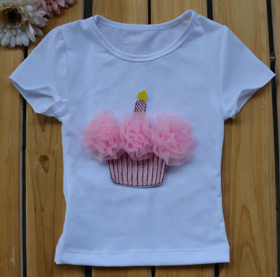 

Fashion Birthday Baby Girls Cupcake T Shirt Kids Short Sleeve T-shirt Children ice cream tops & tee summer clothing