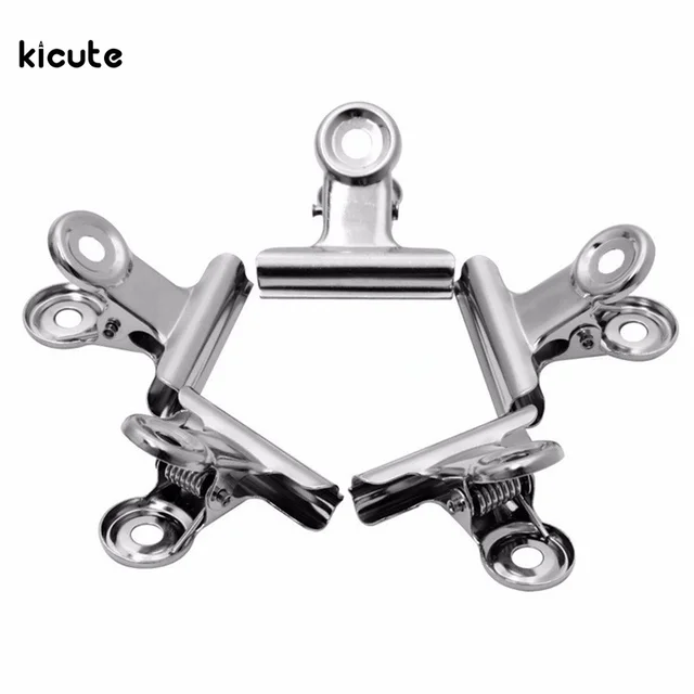 10pcs/pack Mini Bulldog Clips Letter Clips Stainless Steel Silver Metal