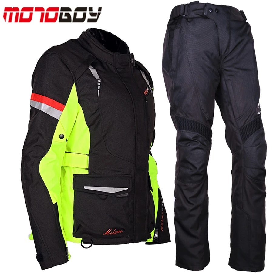 Black Motorbike Waterproof Suit 600D Cordura Textile Motorcycle Jacket /& Trouser