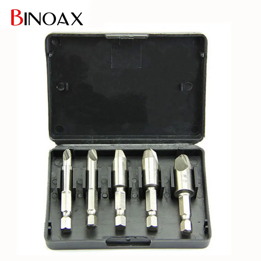 

5pc/set 1/4" Nickel Ptd HSS Broken, Rusted, Stripped Screw and Bolt Remover Extractor #ND00043#