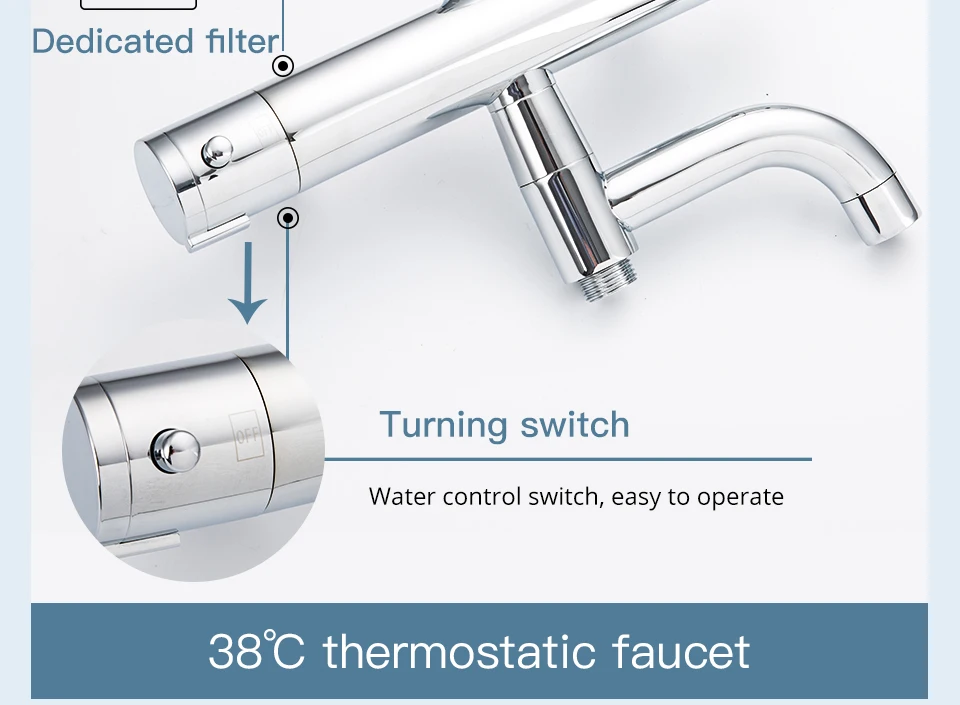 Frap Душевая система для ванной комнаты термостат кран Водопад настенное крепление Термостатический смеситель для душа с душевыми смесителями GLD1193-F