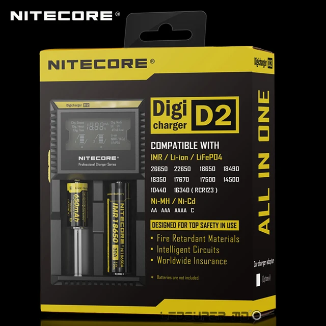 Best Price New Benchmark in Intelligent Chargers Nitecore D2 LCD Displays Digital AA / 18650 Battery Charger for Flashlight