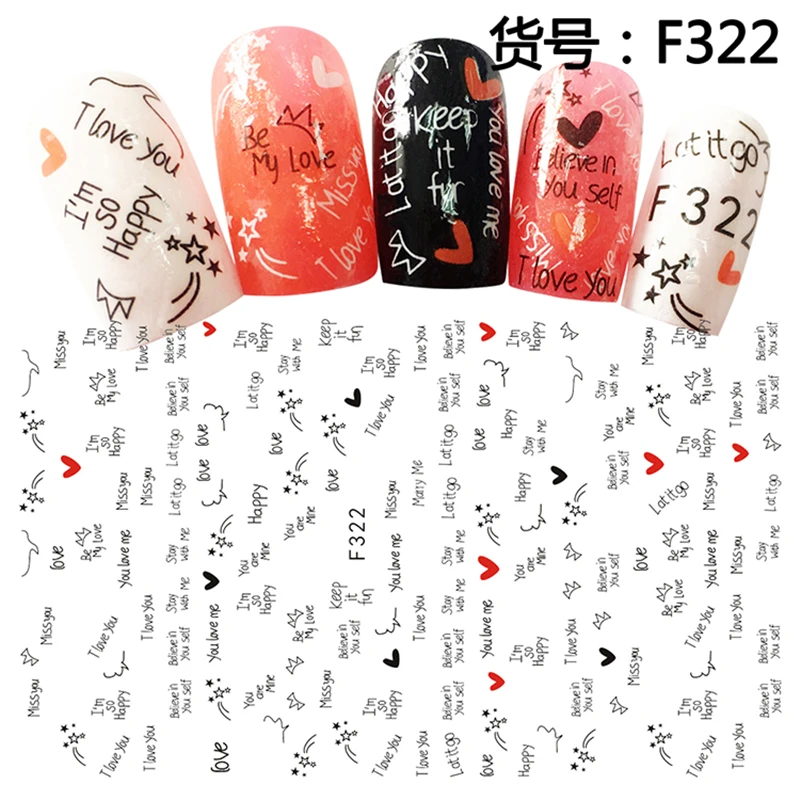 

10 sheets mixed design ADhesive decals Nail Art decorations Stickers acrylic nail accessories beauty tools F313-322