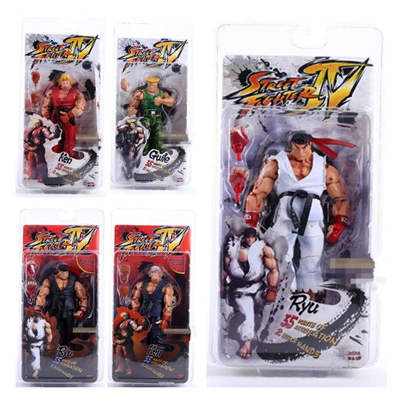 

18cm Player Select Street Fighter IV Action Figure Toy Anime Brinquedos PVC Survival Model Toys Ken Ryu Guile