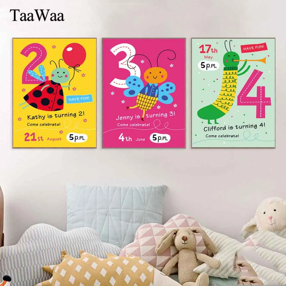 

TaaWaa Cute Cartoon Poster Child Wall Art Nursery Canvas Painting Decorative Picture for Baby Room Children's Bedroom Home Decor