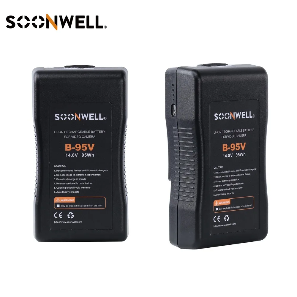 Soonwell B-95V 95Wh 6.6Ah 14,8 V-lock литий-ионный аккумулятор, перезаряжаемый V-mount Аккумулятор для камеры, светодиодный свет, монитор, видео