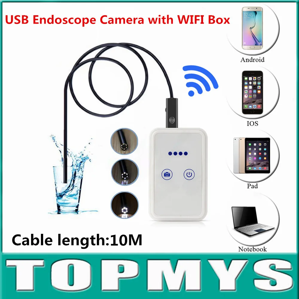 

wireless USB endoscope with wifi box TM-WE9 9mm Lens 10m Cable pinhole camera Android IOS iphone inspection camera waterproof