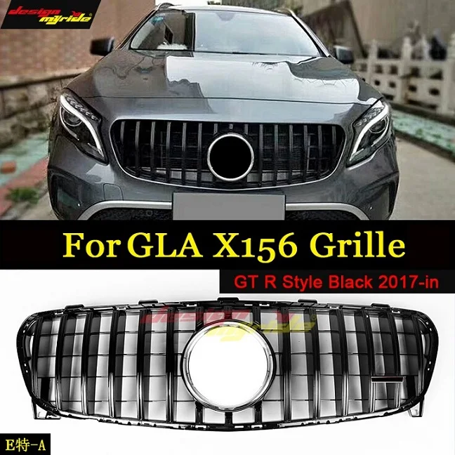 Подходит для merceesmb GLA-Class X156 Спортивная решетка гриль GT R черный GLA200 GLA250 GLA45AMG вид передних грилей без знака-in - Цвет: X156GTGrBl1719
