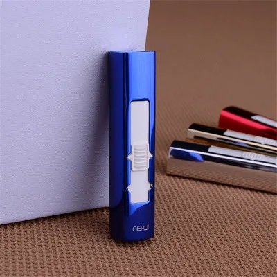 Мини полосная Форма USB электронный фонарь-прикуриватель Беспламенное ветрозащитное Зажигалка портативная плазменная дуговая зажигалка подарок для мужчин - Цвет: Blue